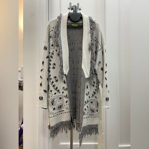 Bandana Print Wrap Cardigan Sweater